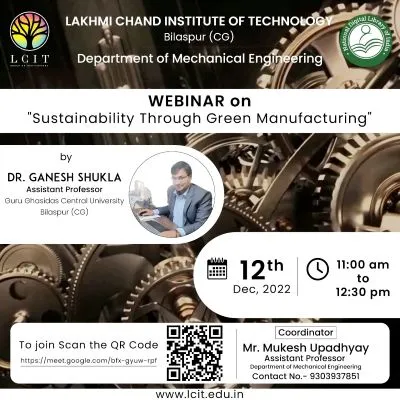 Webinar On Sustainability Through Green Manufacturing